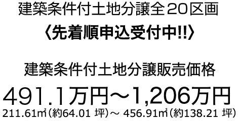 建築条件付土地分譲全20区画