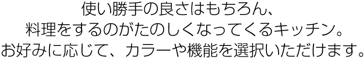 使い勝手の良さはもちろん、料理をするのがたのしくなってくるキッチン。